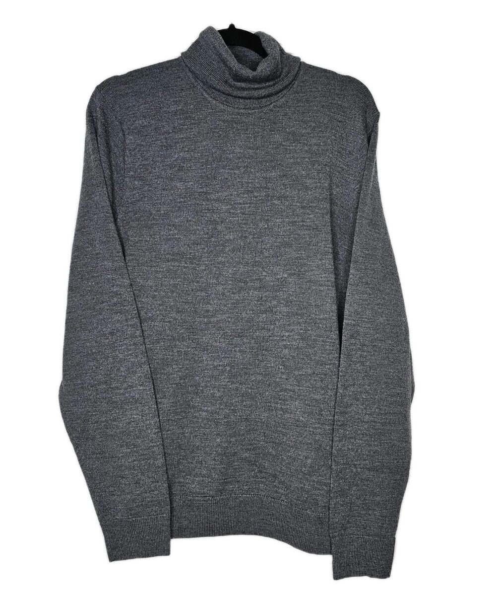Men's Grey Sweater Turtle Neck Size Med Washable Merino Wool Date Night Work